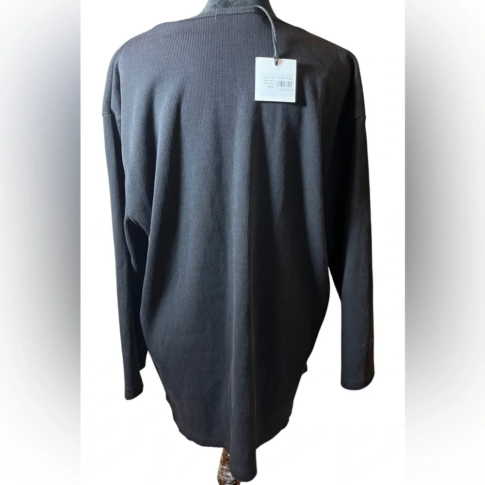 NWT JAY BASICS High Low Ribbed Conor Top 3/4 Tee Shirt Stretch Sz Large $48 - Picture 2 of 3